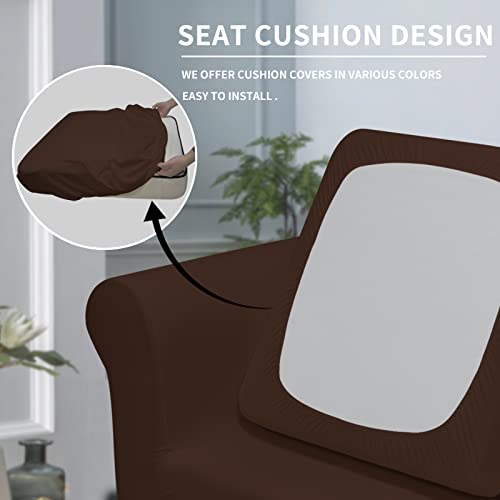 Image of Easy-Going 2 Pieces Stretch Sofa Slipcover for Armchair Washable | Spandex Soft Fitted Sofa Couch Cover for Living Room Washable Furniture Protector with Bottom Kids Pet Coffee