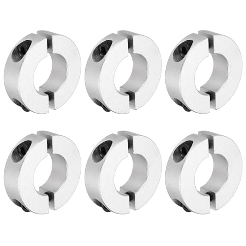 QUARKZMAN Bague D'Arret 20mm Alésage Double Fente Alliage D'Aluminium Colliers D'Arbre Avec Vis De Réglage M5 Pour Systèmes De Convoyeurs Automatisation Industriale 6 Pièces