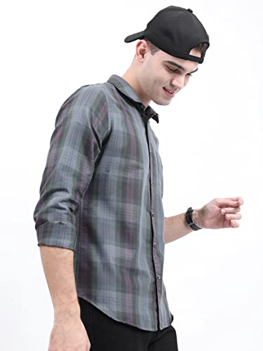 Image of KETCH Men Polycotton Slim Fit Checked Full Sleeve Shirt
