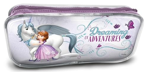 Estojo Escolar VMP RF16 Licenciado Disney Princesinha Sofia – Compartimento Unico com Zíper Reforçado para Canetas, Lápis e Acessórios Escolares.