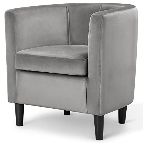 Yaheetech Velvet Accent Chair Comfy Barrel Chair Living Room Club Chair