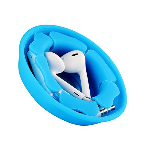 Earbud Holder Cord Wrapper Organizer, Mairui Tangle-Free Silicone Magnetic Earphone Winder Carrying Case (Blue) #TOP7
