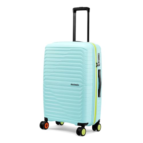 Image of Nasher Miles Cairo Hard-Sided Polypropylene Check-in Luggage 24 inch | 65cm | 8 Wheels Medium Trolley Bag for Travel | Suitcase (Pastel Green & Neon)