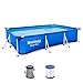 Set PU günstig Kaufen-Bestway Steel Pro Frame Pool-Set mit Filterpumpe 300 x 201 x 66 cm, blau, eckig