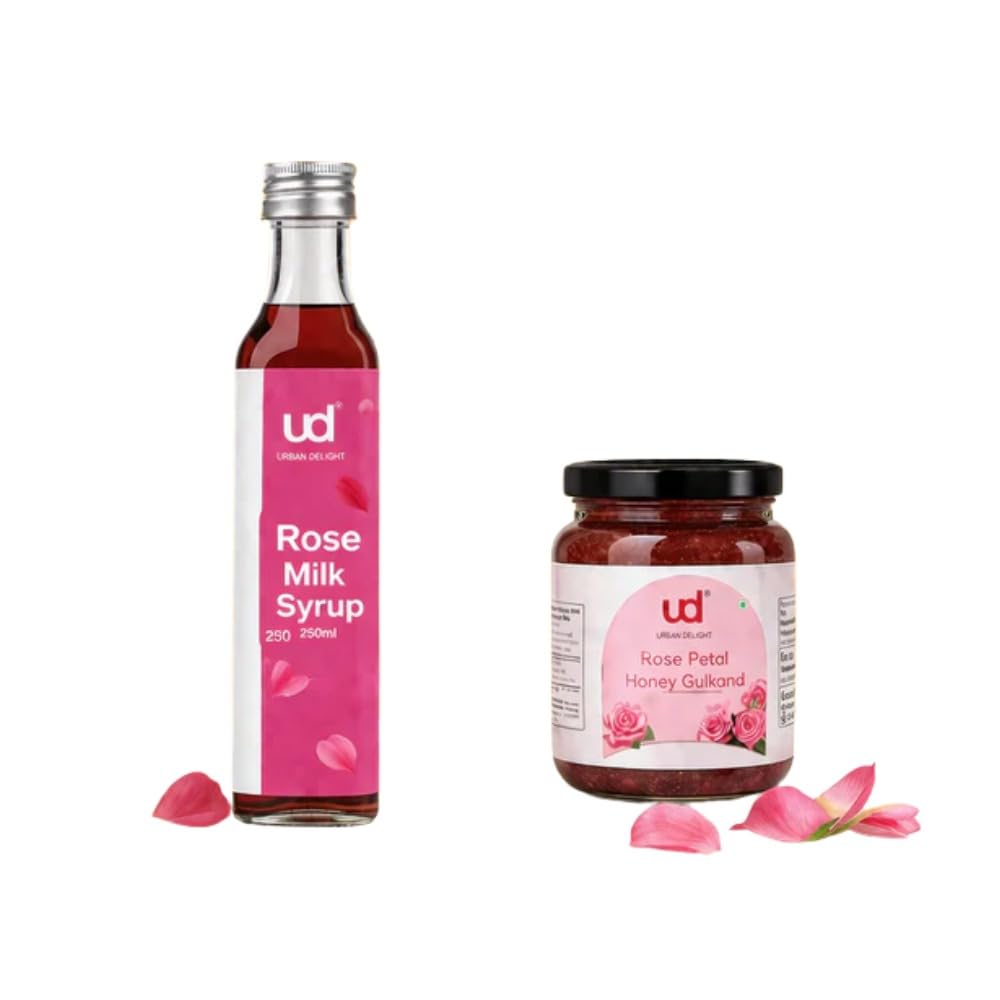 Urban Delight Summer Bliss Duo-Rose Milk Syrup (250ml) + Rose Gulkand(250gm) | Premium Natural Nutrition & Wellness Product | Quality Ingredients | Healthy Choice for Daily Use-image-37
