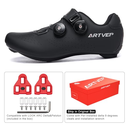 Image of Men's Cycling Shoes Women's MTB Cycling Shoes Compatible with Look SPD SPD-SL Delta Lock Pedal Riding Shoes Compatible with Peloton Shoes