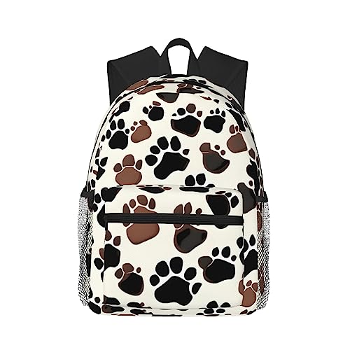 Sac à dos léger avec poches à motifs pattes de chien pour homme et femme noir