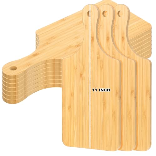 Zubebe 10Pcs Bamboo Cutting Board Bulk with Handle 11x5" Charcuterie Boards