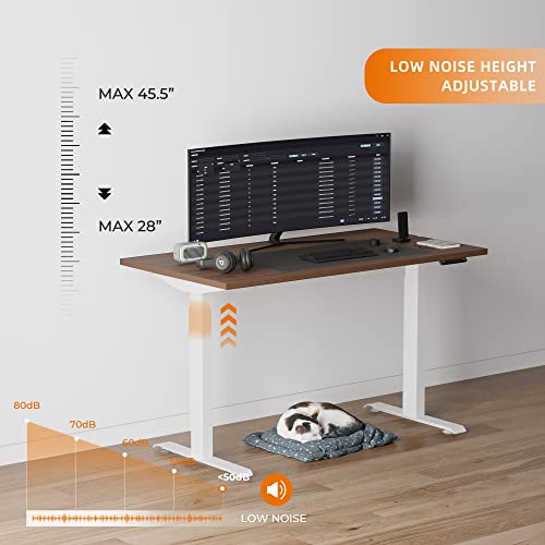 Alfa Furnishing Dual Motor Standing Desk, 60X30 Inches Electric Adjustable Height Desk For Home Office, Sit Stand Desk With 4 Pre-Set Memory (Walnut Top + White Frame) #TOP2