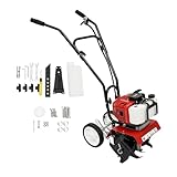 LENJKYYO Motoculteur 52 CC   Rotavateur à essence à 2 temps   Pour jardin, pelouse   Alimenté au gaz   6 500 à 7 000 tr/min   Pour creuser des plantes agricoles et des pelouses   Élimination des