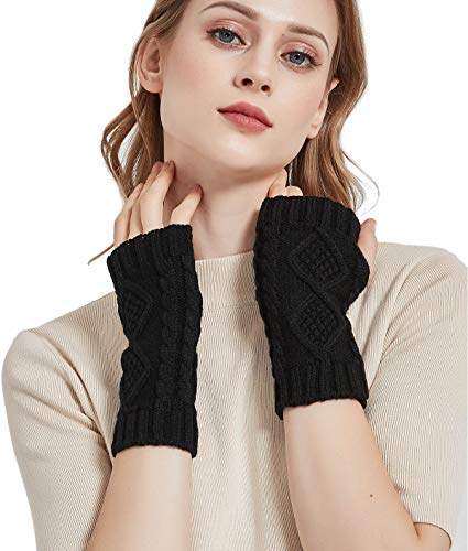Novawo Women's Hand Crochet Winter Warm Fingerless Arm Warmers Gloves #TOP5
