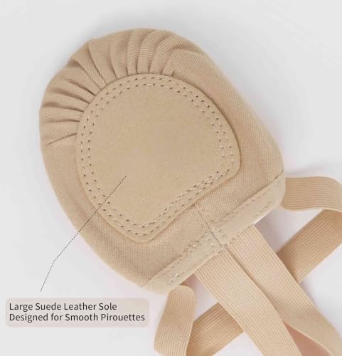 Daydance Half Soles Dance Shoes, Canvas Lyrical Pirouette Ballet Turners Shoes for Girls/Women Nude - 4