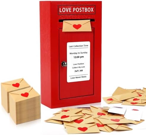 Caixa postal romântica de amor com 50 mini notas de amor e envelo...