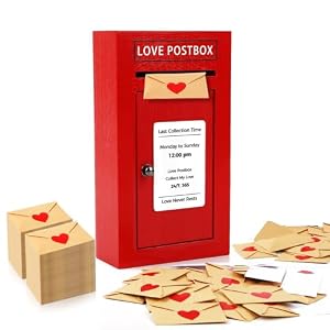 Romantic Wooden Love Postbox Set, 50 Mini Love Notes and Envelopes