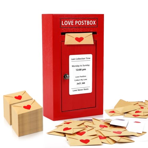 JULEASEL Romantic Love Postbox with 50 Mini Love Notes and Envelopes for Him, Cute Couple...