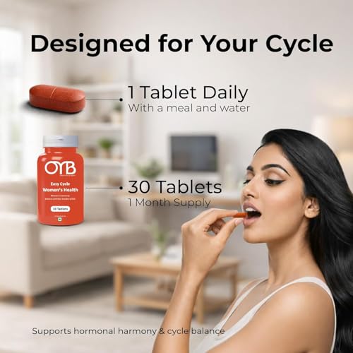 Image of OYB Easy Cycle Women's Hormonal Balance Supplement with Myo-Inositol & NAC | Supports Menstrual Cycle Regularity, PMS Comfort, Mood Balance & Metabolic Health | Vegan & Gluten-Free | 30 Tablets