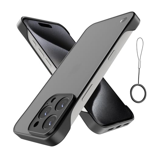 Image of Amazon Basics Cover for iPhone 16 Pro |Hybrid Frameless|Full Camera Protection|Raised Edges|Frosted Matte Translucent Bumper Case(Black)
