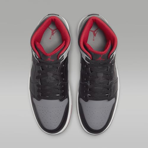 NIKE Air Jordan 1 Mid Men's Shoes (DQ8426-006, Black/Cement Grey-FIRE RED-White) Size 12.54