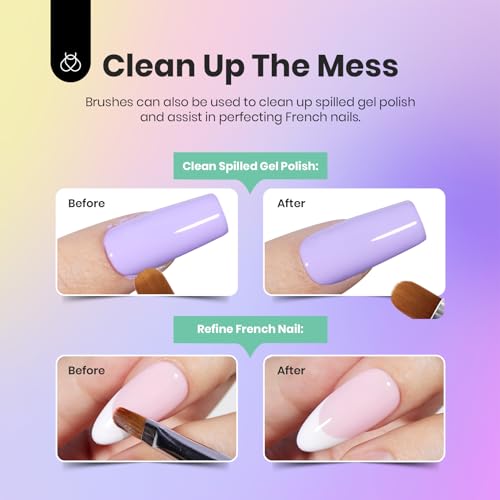 Image of Beetles Gel Nail Art Brushes, 6 Pcs Double-Ended Fingernail Art Design Pens Gel Paint Liner Ombre Gradient French Tip Brush Dotting Pen Nail Brush Set, DIY Manicure Tools Gift for Women