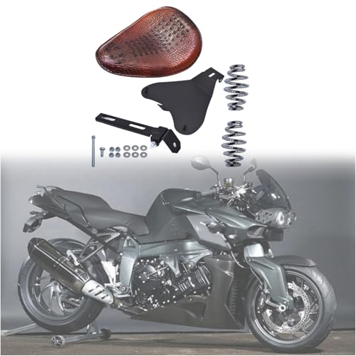 labwork Motorcycle Crocodile Style Leather Cushion Solo Seat with Cushion Spring Base Plate Bracket