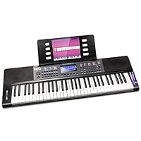 Pianoforte tastiera RockJam a 61 tasti con pitch bend, alimentatore, leggio per spartiti, adesivi...