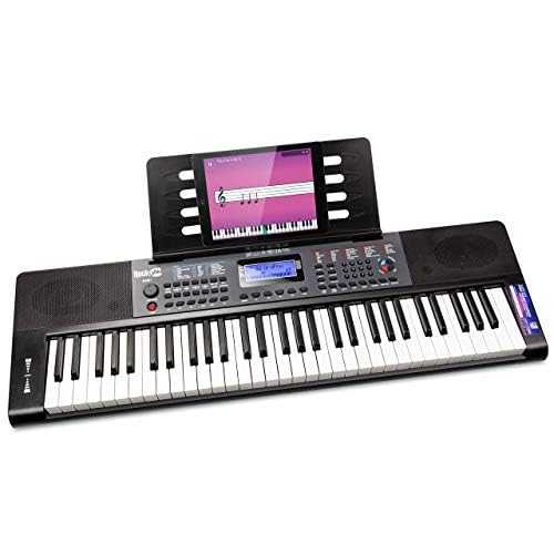 Rockjam 61 Key-Tastatur-Klavier mit Pitch-Biegung, Netzteil, Notenständer, Klavier-Anmerkungs-Aufkleber & einfach Klavierunterricht