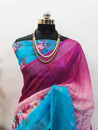 Image of C J Enterprise Women Banarasi Kanjivaram Style Linen Saree