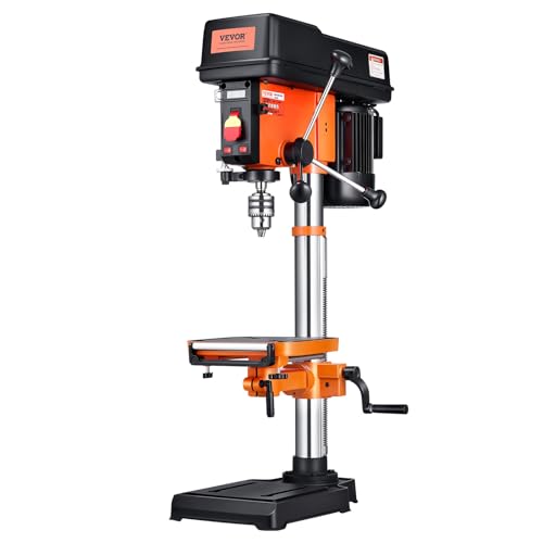 VEVOR Variable Speed Cast Iron Bench Drill Press, 5 Amp 120V, 12 in Benchtop Drill Press, 12 in Swing Distance 0-45° Tiltling Worktable with Laser Work Light, Tabletop Drilling Machine for Wood Metal by VEVOR - Image 3