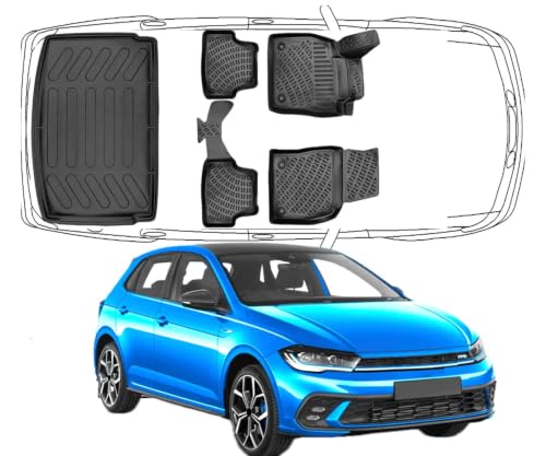 Tapis de sol 3D pour Volkswagen Polo VI et bac de coffre pour vos sorties en famille et loisirs