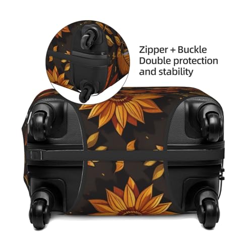 Autumn Pumpkin Leaves Print Luggage Covers For Suitcase,Elastic Washable & Stretchable Suitcase Covers For Luggage, Anti-Scratch - Fits 18-32 Inch Luggage-No Luggage Included2
