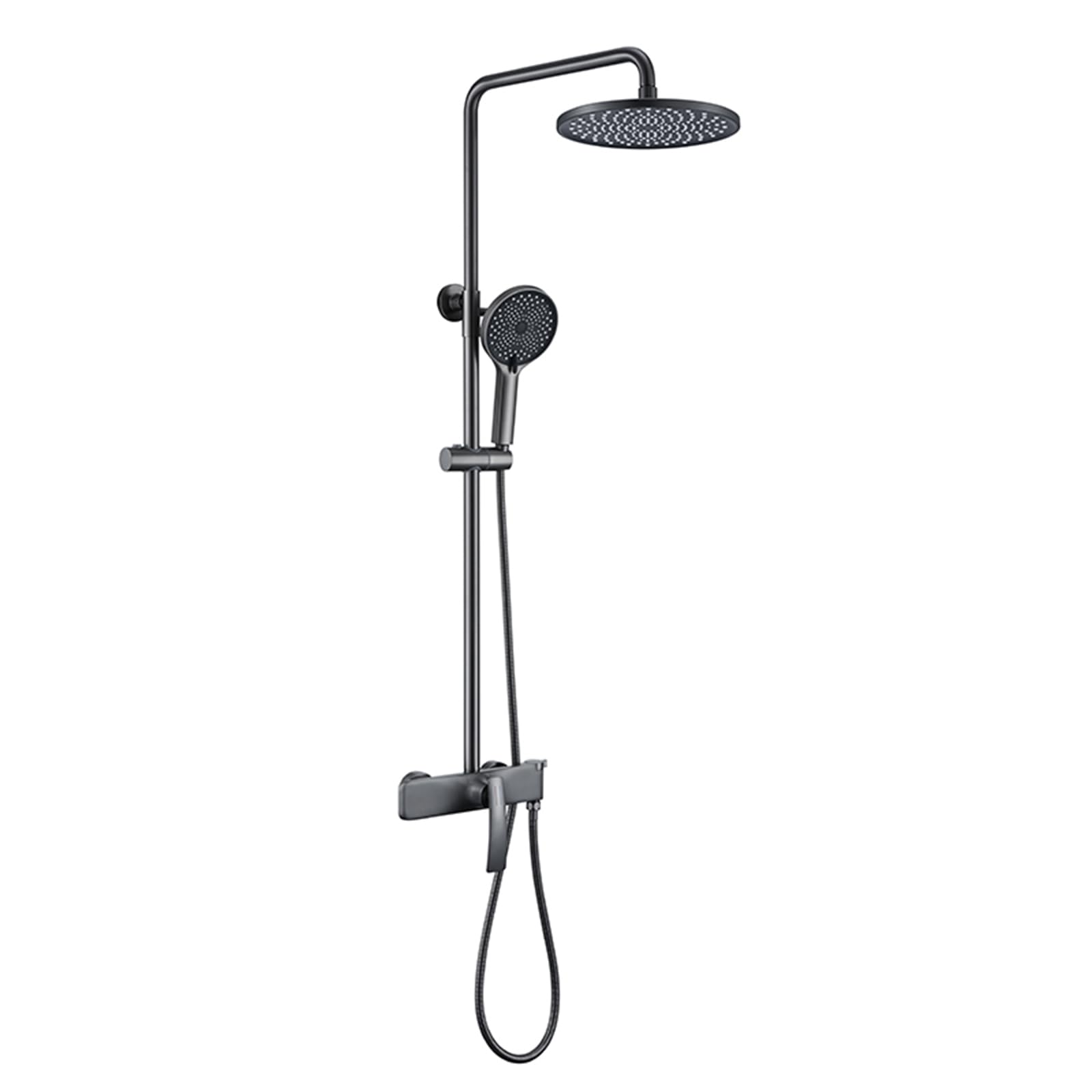 Ensemble de douche gris avec kit de douche à effet pluie et robinet baignoire