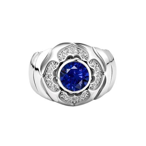 Chevalière en pierre saphir pour hommes en argent massif plaqué or
