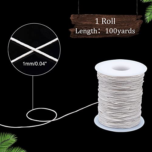 Ph Pandahall 1Mm Waxed Cotton Cord, 100 Yards Beading String Thread For Braid Bracelet Necklace Jewelry Diy Craft Macrame Making Glass Vase Floral Arrangement, Beige Color #TOP4