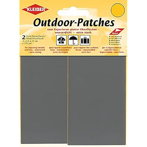 Kleiber Pack of 2 Nylon Self Adhesive Repair Patches-11.5cm x 6.8cm-Dark Grey Cover