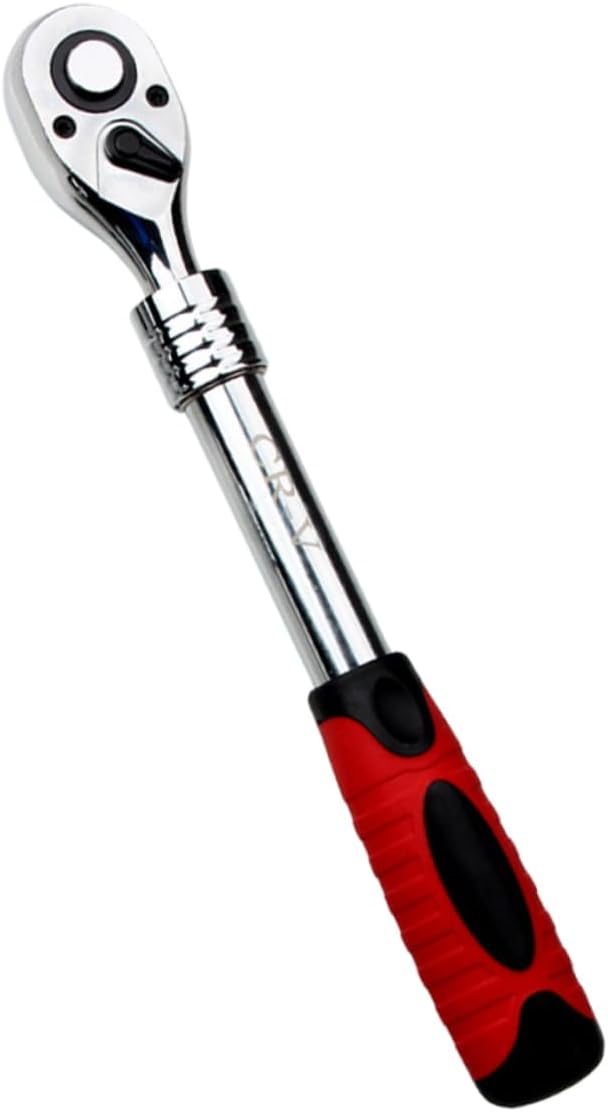 DOITOOL Extendable Ratchet Wrench Swivel Quick-release Telescopic Spanner for Tight Spaces Red Finish Reversible Function for Easy Use