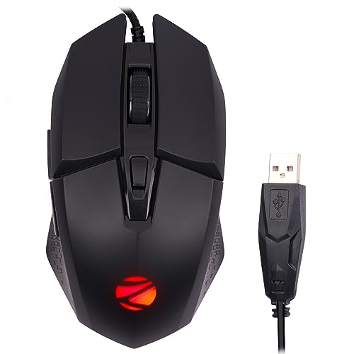 ZEBRONICS Shark Premimum Gaming USB Mouse with High Resolution Sensor, 1.8M Braided Cable, RGB Led Lights, 1000/2200/4200/6400 Dpi, 6 Buttons, Dpi Switch, Button