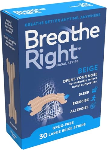 Breathe Right Snoring Congestion Relief Nasal Strips, Large, Original, 30 Strips - 3 Packs