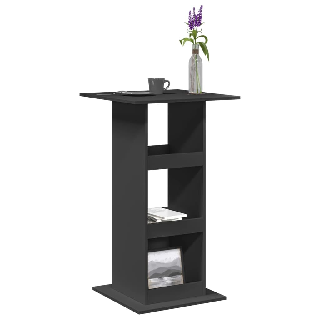 Table de bar avec étagères - Noir - 60 x 60 x 102 cm - En bois - Polyvalente - Pour salle à manger, cuisine, salon, restaurant
