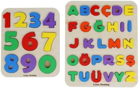Alfabe ve Rakam Puzzle İkili Set - Ahşap Tabanlı ve PLA Harf/Rakamlar Eğitici Oyuncak - Görsel 1