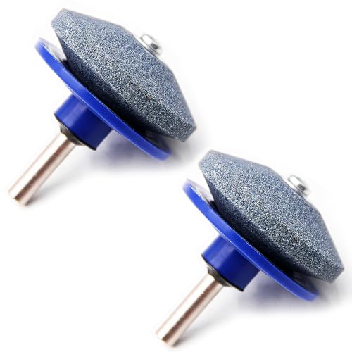Lawn Mower Blade Sharpener 2Pcs Garden Tool Sharpener Stone Sharpening Tool Drill Attachment for Multiple Shear Blades For Rotary Lawn Mower Lawn Edgers Tool Most Power Drill Hand Drill