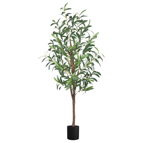 CETRD Artificial Olive Tree, 4FT Tall Faux Olive Trees 48in Outdoor Fake Potted Silk Plant with...