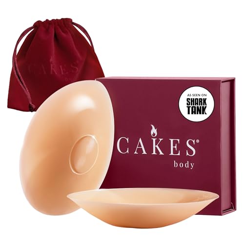 CAKES Body® sticky Circle Nipple Covers for Women - The Viral Sticky Boobs With an Adhesive-free nip nook™ - Silicone Nipple Covers with Travel Pouch - Honey, OG Size (B-DD)
