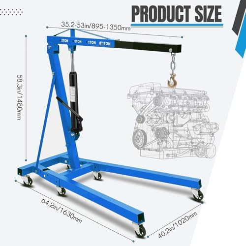 Garvee 4400LBS Folding Engine Hoist, Cherry Picker Engine Lift - 1