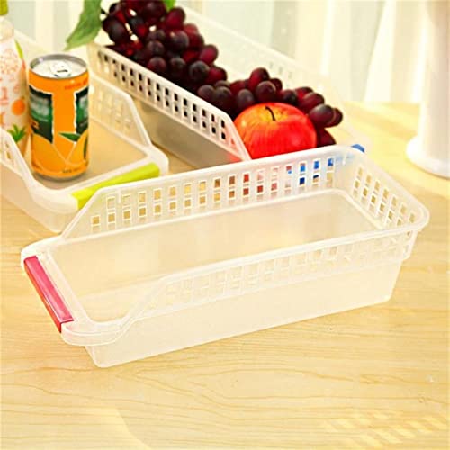 JINGYAN ﻿ Boîtes de stockage de légumes Refrigerator Organizer Bins Clear Fruit Food Jars Storage Box With Handle Freezer Cabinet Fridge Fruits Vegetable Basket(Pink) – vue 5