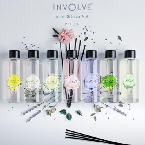 Image of Involve Lime Reed Diffuser Refill with Free 10 Reed Sticks - 120 ml | Long-Lasting Home Aroma Diffuser for Living Room, Bedroom & Gifting | Home Decor | Home Fragrance | Diffuser for Home