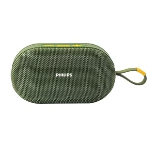 PHILIPS TAS1400GY Wireless Bluetooth Speaker with Deep Bass, Passive Radiator, 12W Sound Output, 1200mAh Rechargable Battery, RGB Light Modes, 10H Playtime, Supports TF/USB (Willow Bough)