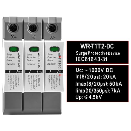 Heschen DC-Überspannungsschutzgerät für PV, WR-T1T2-DC, 3P 1000 VDC, In 20 KA, Iimp 7 KA, T1+T2-Typ, feuerfest, 35-mm-DIN-Schienenmontage