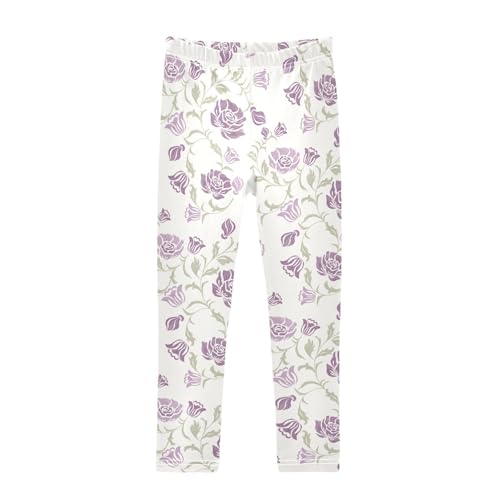 Vintage Rose Girls Leggings,Workout Leggings for Girls Toddler Athletic Leggings Size for 3-10T