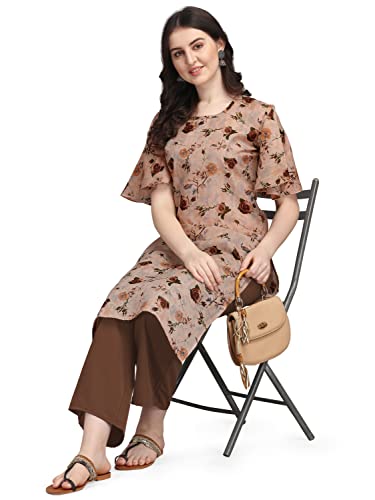 Image of EthnicJunction Women's Crepe Floral Printed Ready to Wear Straight Kurti