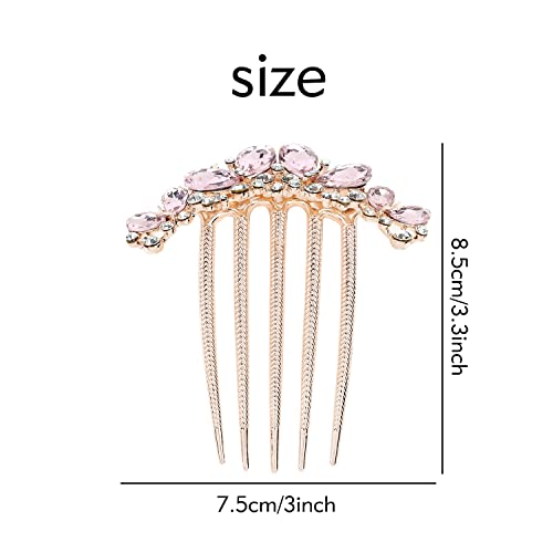 Insowni 4 Pack Luxury Glitter Sparkly Gems Crystal Rhinestones Pearl Metal Hair Side Combs Slides With Long Teeth Bun Chignon Updo Hairpins Barrettes Hair Clips Accessories For Women Girls #TOP6